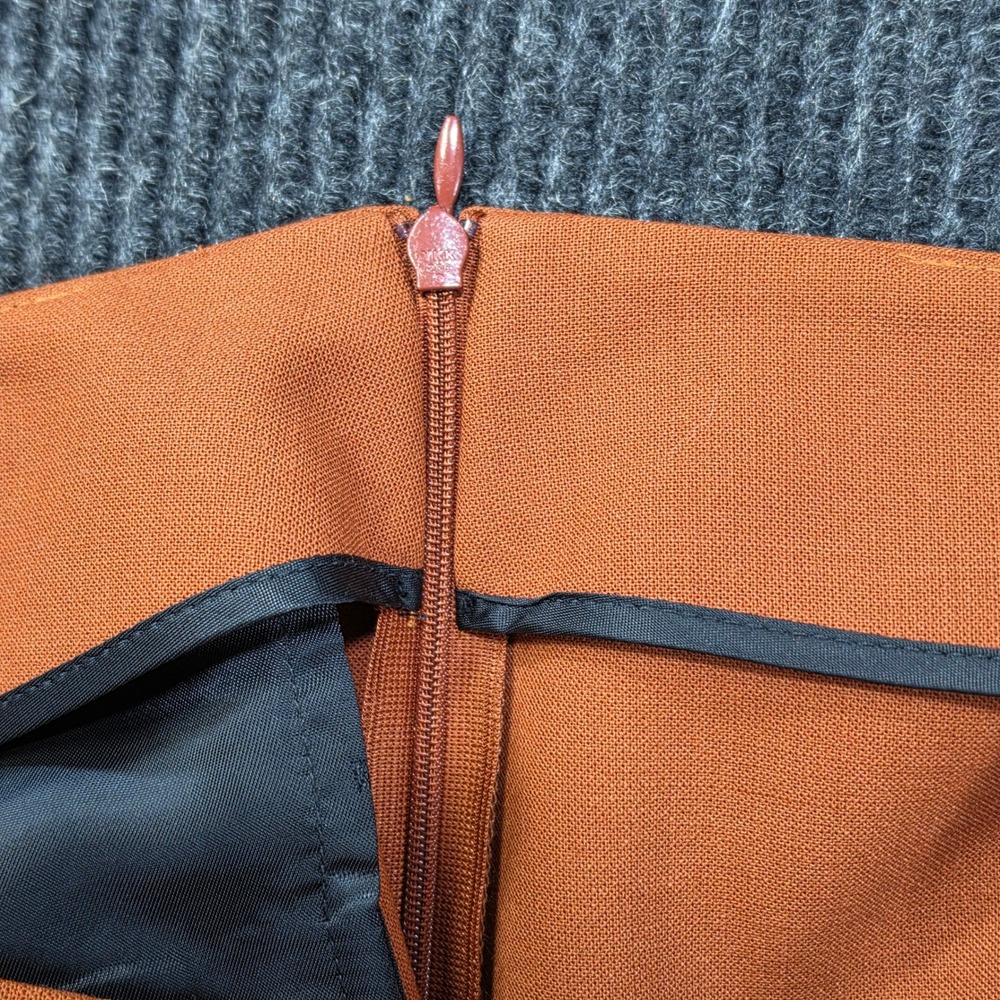 Rohe Lined Trousers Womens Rust Brown Excellent Pintuck Side Slit Pants - Picture 4 of 12